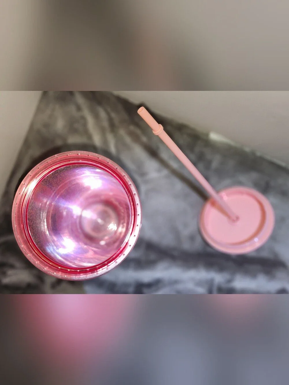Starbucks Pink Iridescent Seafoam Tumbler with Straw